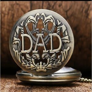 Dad Pocket Watch Antique Bronze Quartz Chain Father’s Day Gift Vintage Style